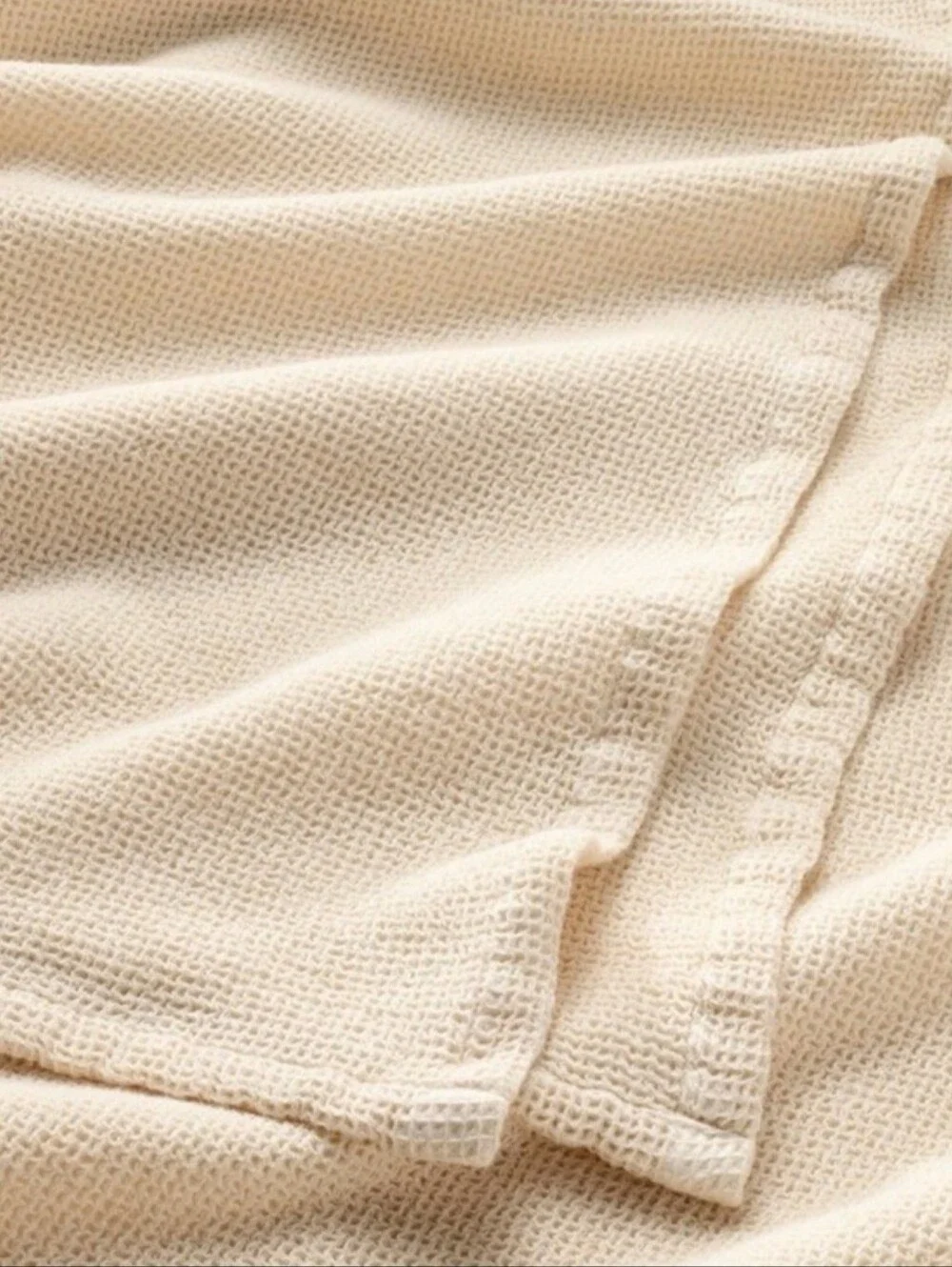 Casaluna Cream King Micro Waffle Weave Throw Bed Blanket